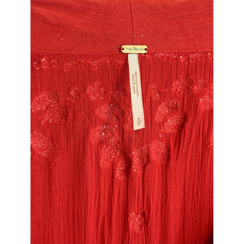 Free People Red Maxi Dress with White Floral Embroidery Accents - Picture 5 of 6